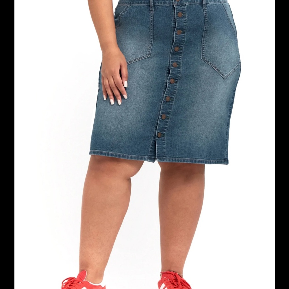 Avenue Blues Pencil Denim Button Down Skirt Knee-Length Casual Size 20